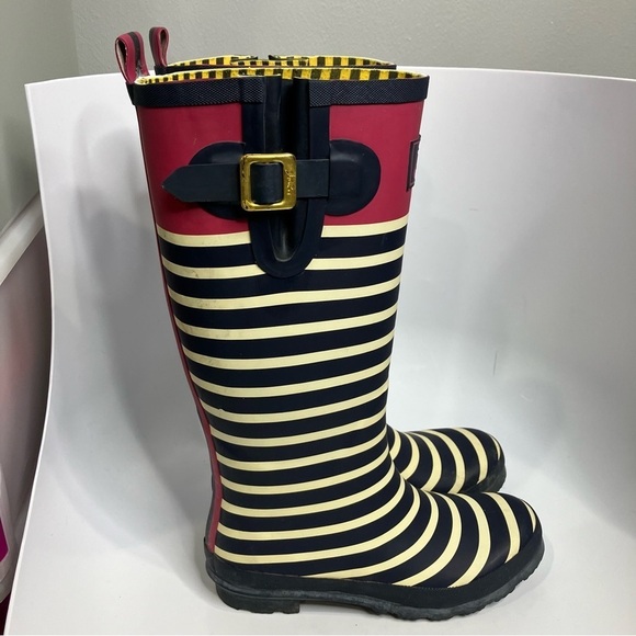 Joules Welly print tall rain boots striped size 7 - Picture 1 of 9